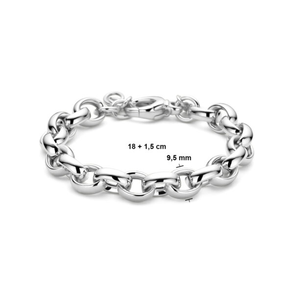 armband ovaal jasseron 9,5 mm 19,5 cm zilver gerhodineerd - Afbeelding 3