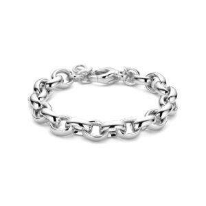 armband ovaal jasseron 9,5 mm 19,5 cm zilver gerhodineerd