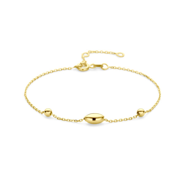 armband ovaaltje en bolletjes 16 - 17,5 - 19 cm 14K geelgoud - Afbeelding 3