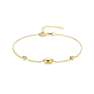 armband ovaaltje en bolletjes 16 - 17,5 - 19 cm 14K geelgoud