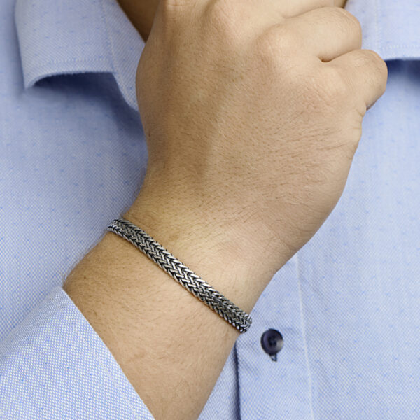 armband oxi vossestaart 7 mm 20 cm zilver geoxideerd - Afbeelding 2