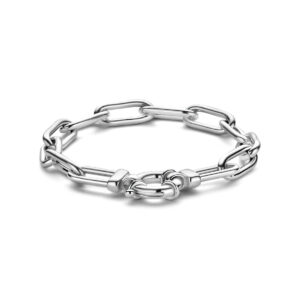 armband paperclip 19 cm met groot springslot zilver gerhodineerd