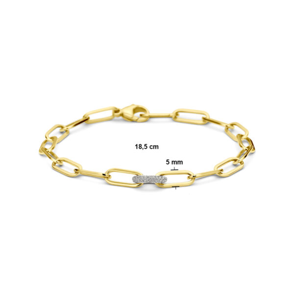 armband paperclip diamant 0.20ct g vsi vierkante buis 7,5 mm 18,5 cm 18K bicolor goud geel/wit - Afbeelding 3