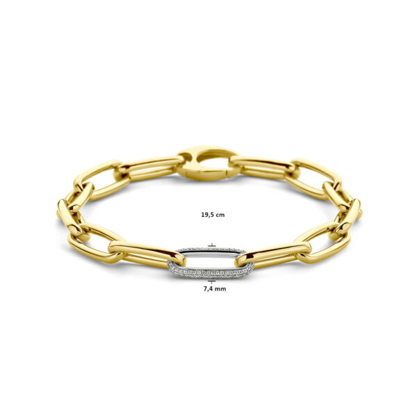armband paperclip diamant 0.34ct g vsi half ronde buis 7,4 mm 19,5 cm 18K bicolor goud geel/wit - Afbeelding 3