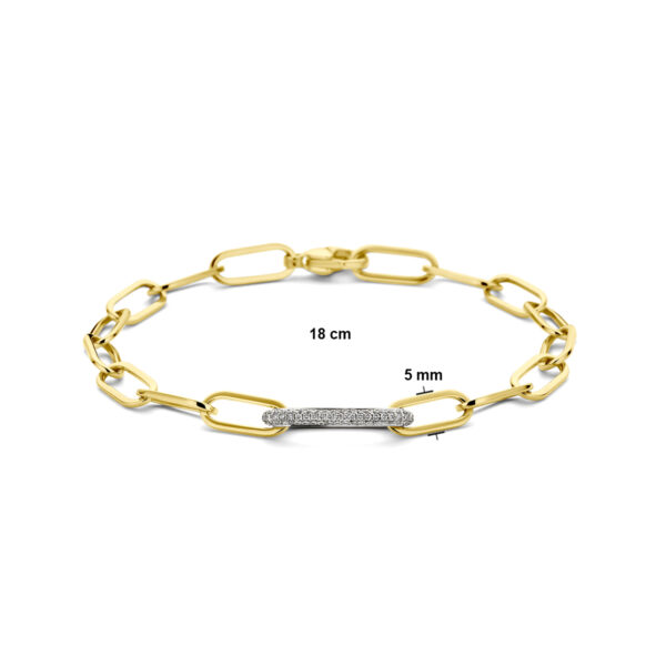 armband paperclip diamant 0.34ct g vsi vierkante buis 7,5 mm 18 cm 18K bicolor goud geel/wit - Afbeelding 3