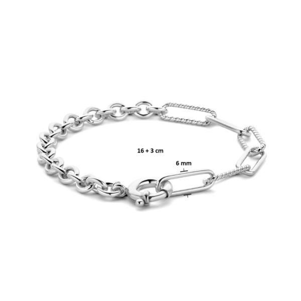 armband paperclip en jasseron 6,0 mm 19 cm met groot springslot zilver gerhodineerd - Afbeelding 3