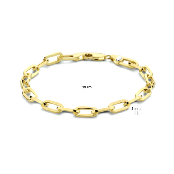armband paperclip plat massief 5,0 mm 19 cm Silgold (geel met zilverkern) - Afbeelding 3