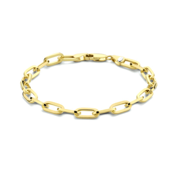 armband paperclip plat massief 5,0 mm 19 cm Silgold (geel met zilverkern)