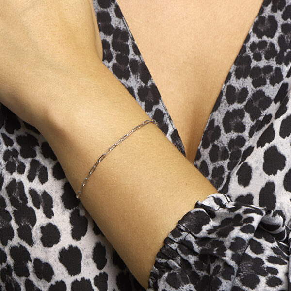 armband paperclip platte buis 2,4 mm 16 + 3 cm zilver gerhodineerd - Afbeelding 2