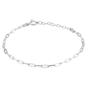 armband paperclip platte buis 2,4 mm 16 + 3 cm zilver gerhodineerd