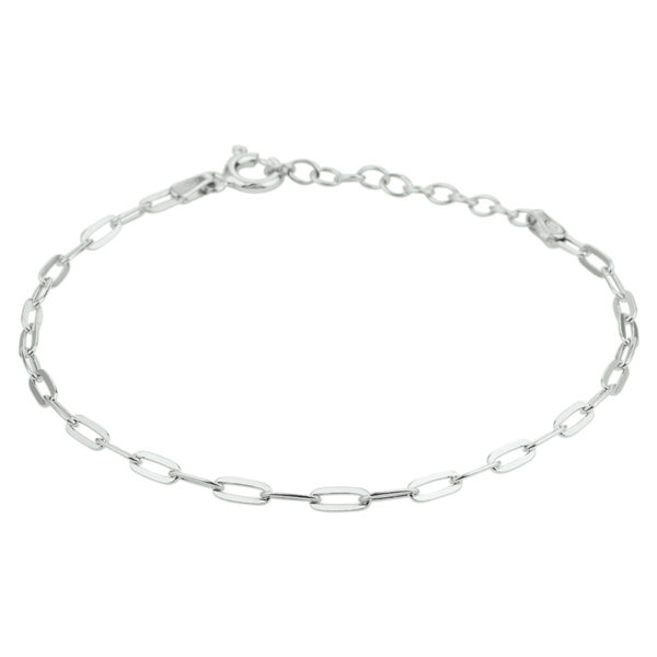 armband paperclip platte buis 2,4 mm 16 + 3 cm zilver gerhodineerd