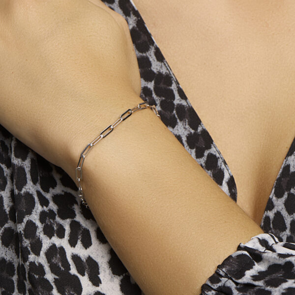armband paperclip platte buis 3,8 mm 16 + 3 cm zilver gerhodineerd - Afbeelding 2