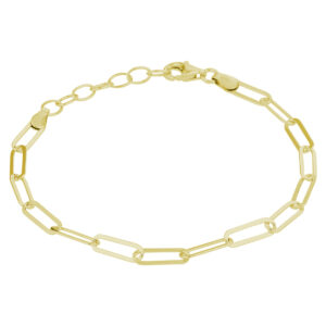 armband paperclip platte buis 3,8 mm 16 + 3 cm zilver verguld (geel)