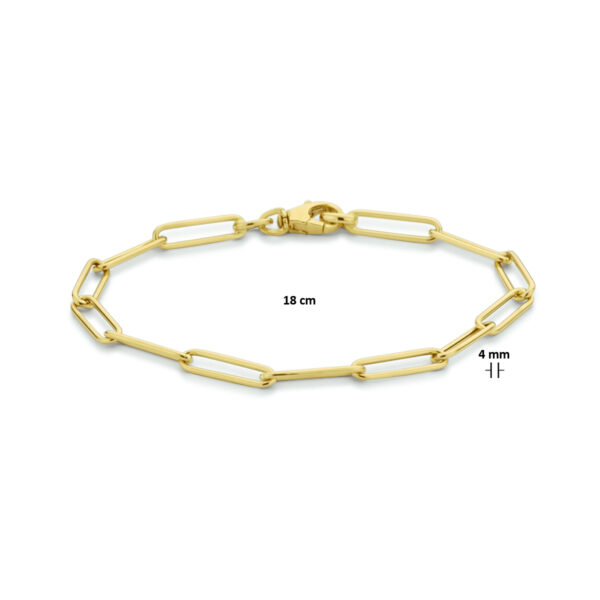armband paperclip platte buis 4,0 mm 18 cm 14K geelgoud - Afbeelding 3