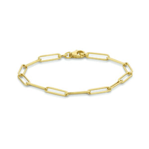 armband paperclip platte buis 4,0 mm 18 cm 14K geelgoud