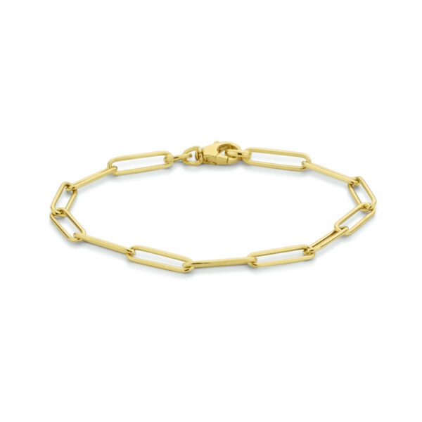 armband paperclip platte buis 4,0 mm 18 cm 14K geelgoud