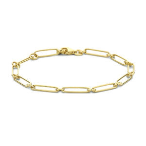 armband paperclip platte buis 4,0 mm 19 cm 14K geelgoud