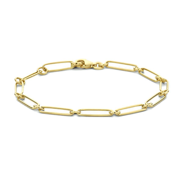 armband paperclip platte buis 4,0 mm 19 cm 14K geelgoud