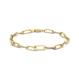 armband paperclip platte buis 5,0 mm 18 cm 14K geelgoud