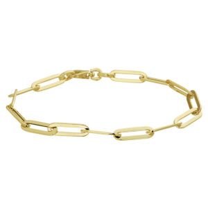 armband paperclip platte buis 5,0 mm 19 cm 14K geelgoud