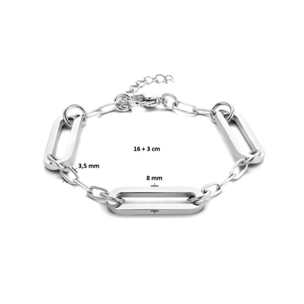 armband paperclip platte buis 8 mm 16 + 3 cm edelstaal - Afbeelding 3