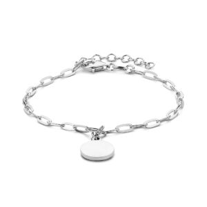 armband paperclip platte buis rondje 2,7 mm 16 + 3 cm zilver gerhodineerd
