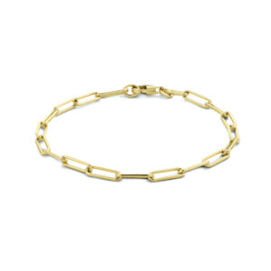 armband paperclip rond massief 3,6 mm 19 cm 14K geelgoud
