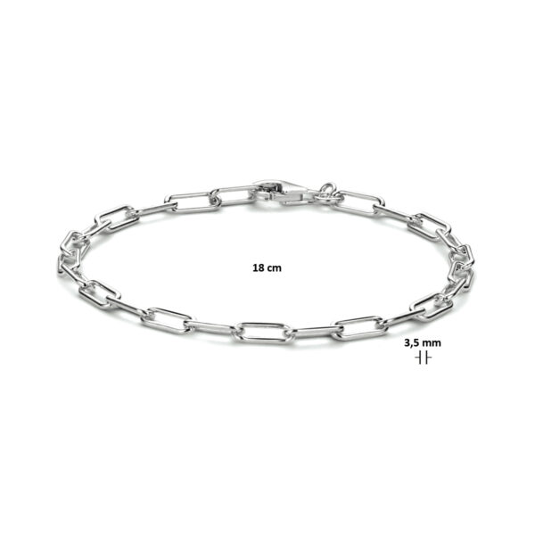 armband paperclip ronde buis 3,5 mm 18 cm zilver gerhodineerd - Afbeelding 3