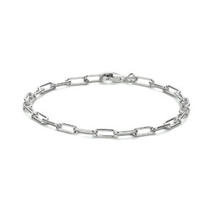 armband paperclip ronde buis 3,5 mm 18 cm zilver gerhodineerd