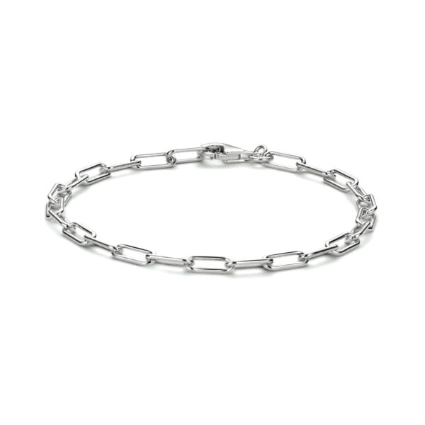 armband paperclip ronde buis 3,5 mm 18 cm zilver gerhodineerd