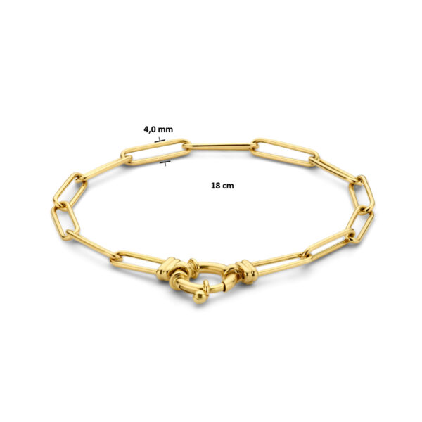 armband paperclip ronde buis 4,0 mm 18 cm met groot springslot 14K geelgoud - Afbeelding 3