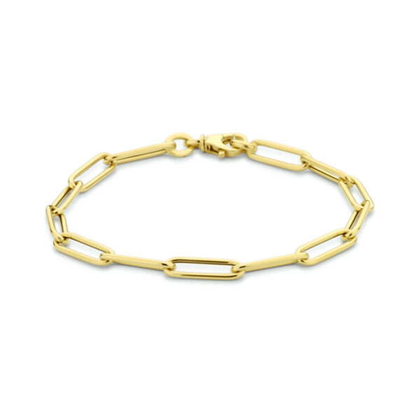 armband paperclip ronde buis 4,5 mm 18 cm 14K geelgoud