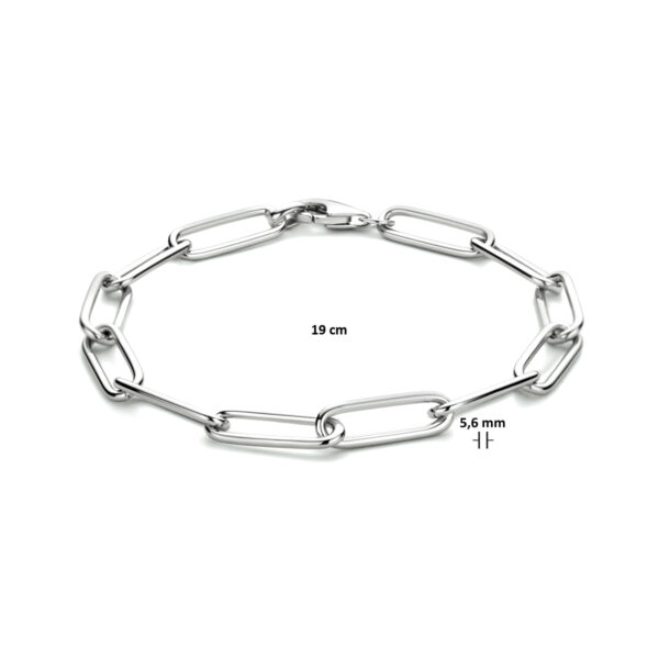 armband paperclip ronde buis 5,6 mm 19 cm zilver gerhodineerd - Afbeelding 3