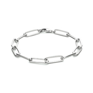 armband paperclip ronde buis 5,6 mm 19 cm zilver gerhodineerd