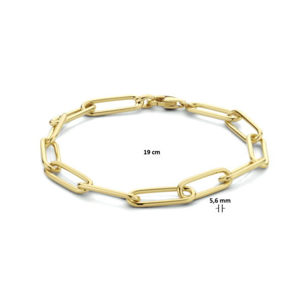 armband paperclip ronde buis 5,6 mm 19 cm zilver verguld (geel) - Afbeelding 3