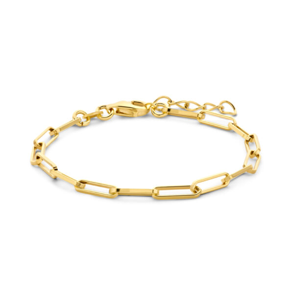 armband paperclip vierkante buis 3,0 mm 15,5 + 2,5 cm 3 micron zilver verguld (geel)