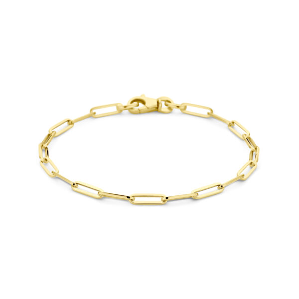 armband paperclip vierkante buis 3,0 mm 18 cm 14K geelgoud