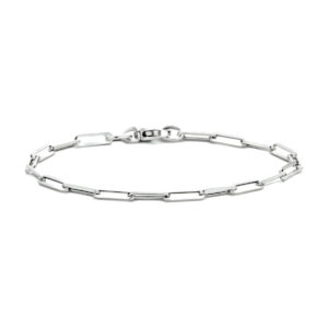 armband paperclip vierkante buis 3,0 mm 18 cm 14K witgoud