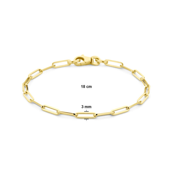 armband paperclip vierkante buis 3,0 mm 18 cm 18K geelgoud - Afbeelding 3