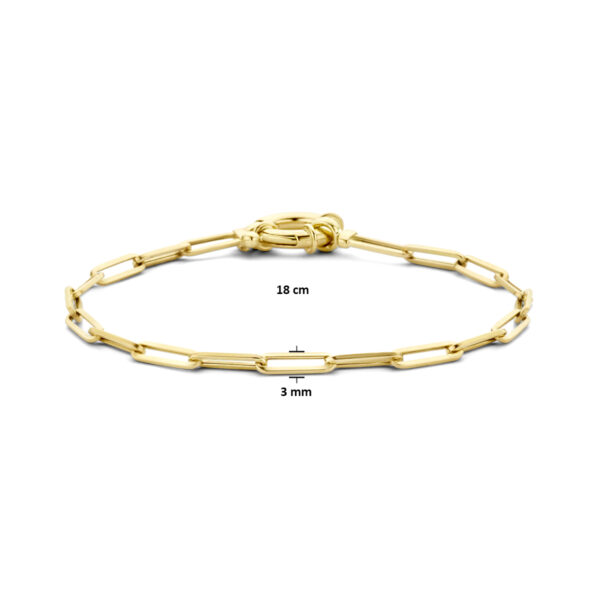 armband paperclip vierkante buis 3,0 mm 18 cm met groot springslot 14K geelgoud - Afbeelding 3