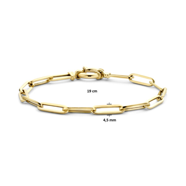 armband paperclip vierkante buis 4,5 mm 19 cm met groot springslot 14K geelgoud - Afbeelding 3