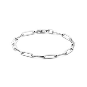 armband paperclip vierkante buis 5,0 mm 19 cm zilver gerhodineerd