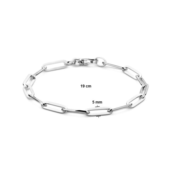 armband paperclip vierkante buis 5,0 mm 19 cm zilver gerhodineerd - Afbeelding 5