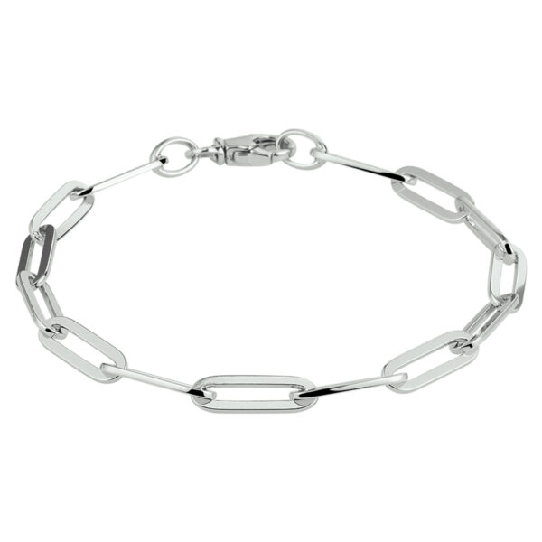 armband paperclip vierkante buis 5,0 mm 19 cm zilver gerhodineerd