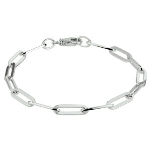 armband paperclip vierkante buis 5,0 mm 19 cm zilver gerhodineerd