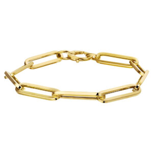 armband paperclip vierkante buis 6,0 mm 19 cm 14K geelgoud