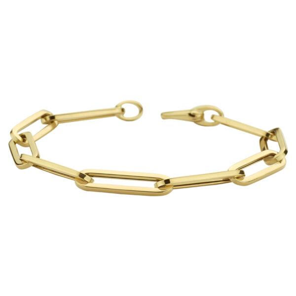 armband paperclip vierkante buis 6,0 mm 19 cm 18K geelgoud - Afbeelding 3