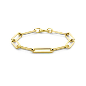 armband paperclip vierkante buis 6,0 mm 19 cm 18K geelgoud