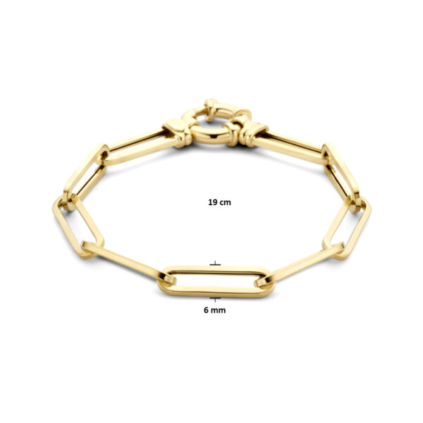 armband paperclip vierkante buis 6,0 mm 19 cm met groot springslot 14K geelgoud - Afbeelding 3