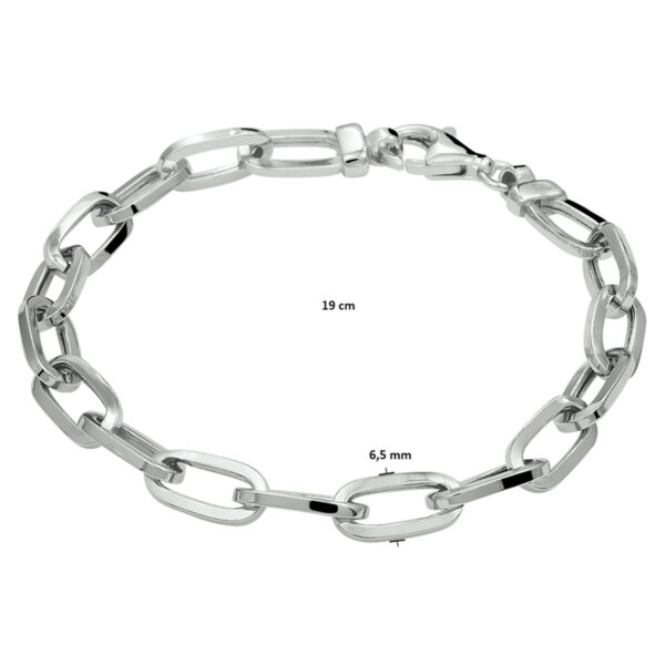 armband paperclip vierkante buis 6,5 mm 19 cm zilver gerhodineerd - Afbeelding 3